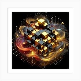 Cubes Of Gold Art Print