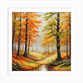 Forest In Autumn In Minimalist Style Square Composition 126 Art Print