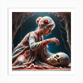 Woman With A Skull 1 Art Print