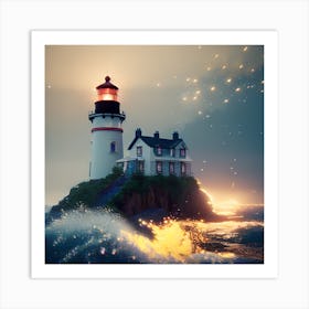 Lighthouse In The Sea Art Print