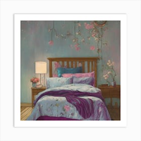 Bedroom With Flowers Art Print