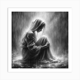 Woman In The Rain 1 Art Print