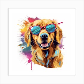 Golden Retriever In Sunglasses Art Print