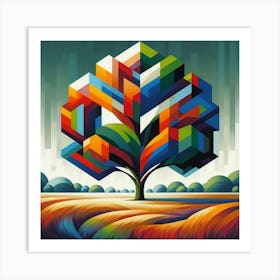 Abstract modernist Oak tree 3 Art Print