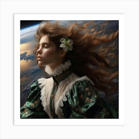 Girl In Space 2 Art Print