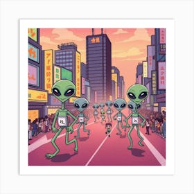 Aliens In The City Art Print