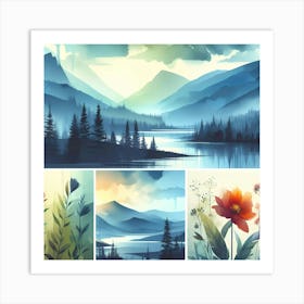 Watercolor Landscapes Art Print