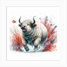 Cow Watercolour Art Print 4 Art Print