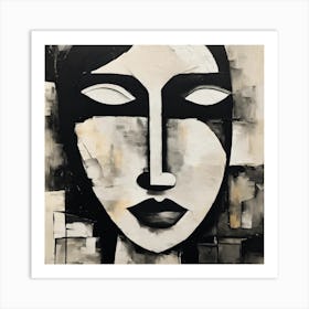 Abstract Of A Woman'S Face Black And White Abstract Art Art Print