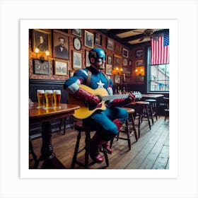 Captain America Playing Guitar 1 Art Print