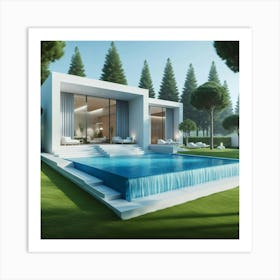 Modern House With Swimming Pool 4 Art Print