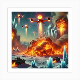 A Futuristic Sci Fi Depiction Of Phoenix Drones Incendiary Bombardment Art Print