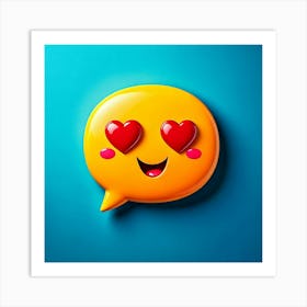 Firefly Heart Eyes Emoji, Emoji, Speech Bubble, Love, Adoration, Blue Background, Symbol, Affection, (6) Art Print