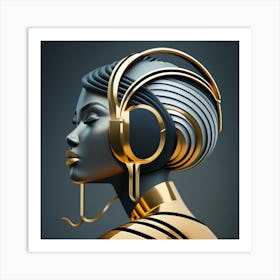 Woman With Headphones 52 Art Print