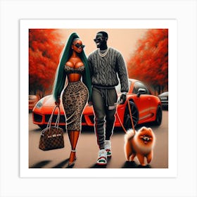 Couple With Dog Art Print