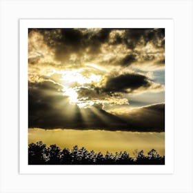 Sepia Sunset Rays Art Print