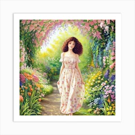 Girl In A Garden 18 Art Print