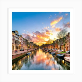 Sunset In Amsterdam Art Print