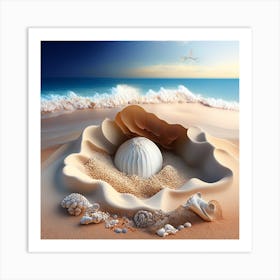 Seashell On The Beach Art Print