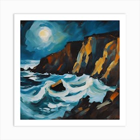 Cliffs At Night Art Print