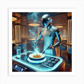 A Futuristic Sci Fi Restaurant Scene Featuring A Art Print