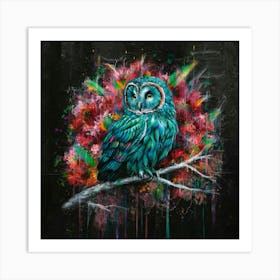 Owl On A Branch Art Print