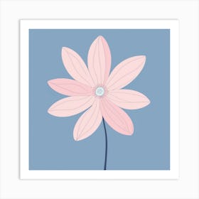 A White And Pink Flower In Minimalist Style Square Composition 561 Art Print