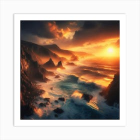 Sunset Over The Ocean 18 Art Print