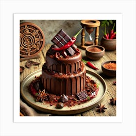 A Beautifully Plated Cascade Mayan Chocolate Cake, Art Print