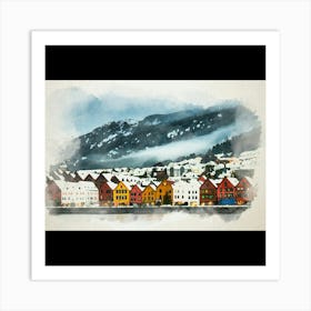 Watercolor Of A Town 1 Art Print