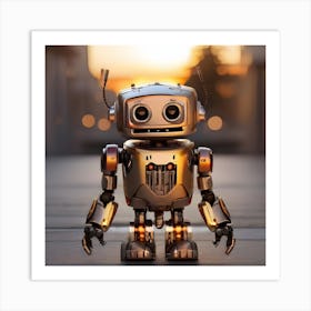 Robot At Sunset 5 Art Print