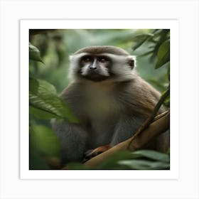 Monkey In The Forest Art Print