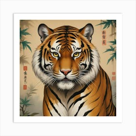 Talismanic Tiger, Vintage Japanese Hallway Art Print Art Print