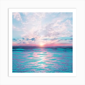 Turquoise Lines In The Ocean Square Art Print