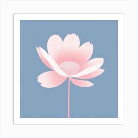 A White And Pink Flower In Minimalist Style Square Composition 455 Art Print