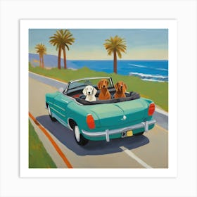 Dachshunds Dogs in Convertible Series. Style of David Hockney Art Print