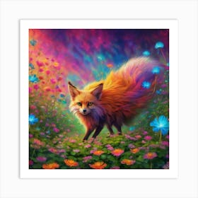 Fox In The Meadow Art Print