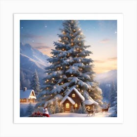 Christmas Tree In The Snow Art Print