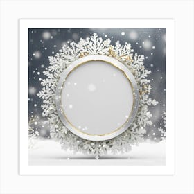 Create A Slim Metallic Snow White Winter Round Bor (2) Art Print