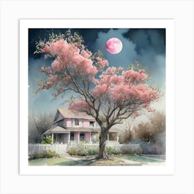 Pink Cherry Blossom Tree 1 Art Print