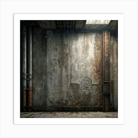 A Seasoned Concrete Wall Enduring The Test Of Time Under The Weight Of Distressed Textures Reveals (2) Art Print