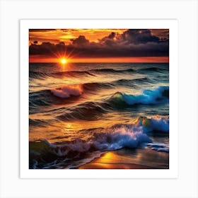 Sunset At The Beach 268 Art Print