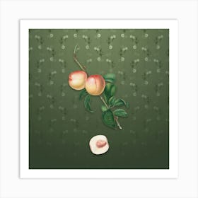 Vintage White Walnut Botanical on Lunar Green Pattern n.2364 Art Print