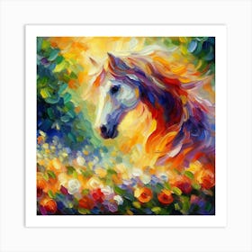 Horse In The Garden Art Print