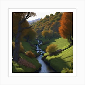 Stream In Autumn Art Print