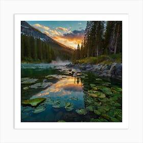 Sunrise Over Lily Pads Art Print