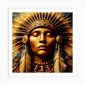 Bronze Native American Abstract Head Bust 3 Copy Art Print