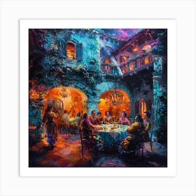 Dinner At The Villa Art Print