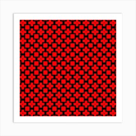 Pattern Red Black Texture Cross Art Print