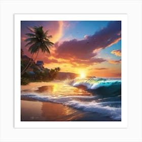 Sunset At The Beach 30 Art Print